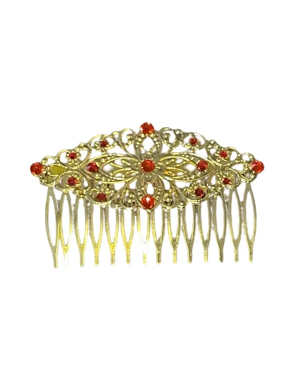 Elegant Gold and Ruby Red Crystal Hair Comb Accessories FINAL PRICE DROP